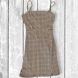 Altar’d State Brown Houndstooth Mini Dress XS 90s Vintage Plaid Sheath